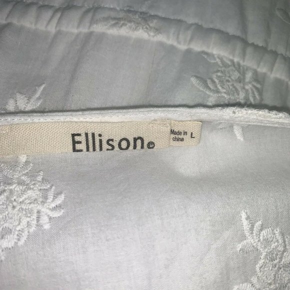 Ellison Womens White Embroidered Sleeveless Dress Size L Button Front Ruffles - Picture 5 of 7